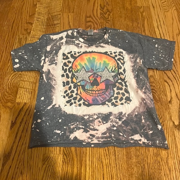 Gildan Girls Skull Tie Dye Tee Size M - Picture 1 of 4